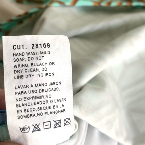 Antonio Melani Tankini Swimsuit top, sea foam green with gold lattice pattern. M - Picture 7 of 10